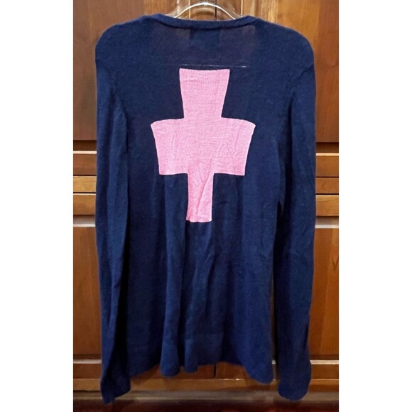 Wildfox Sweater White Label Cross Love Saves Cardigan Women's Size M Navy Pink - Picture 8 of 9